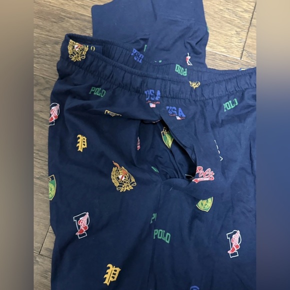 New Polo Ralph Lauren College Sleepwear Navy Blue Jogger Pant Pajama Lounge Sz L - Picture 15 of 16